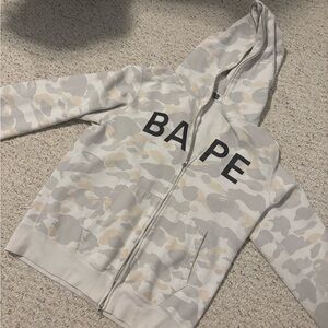 Bape Kids Camo Hoodie - Cream and Gray